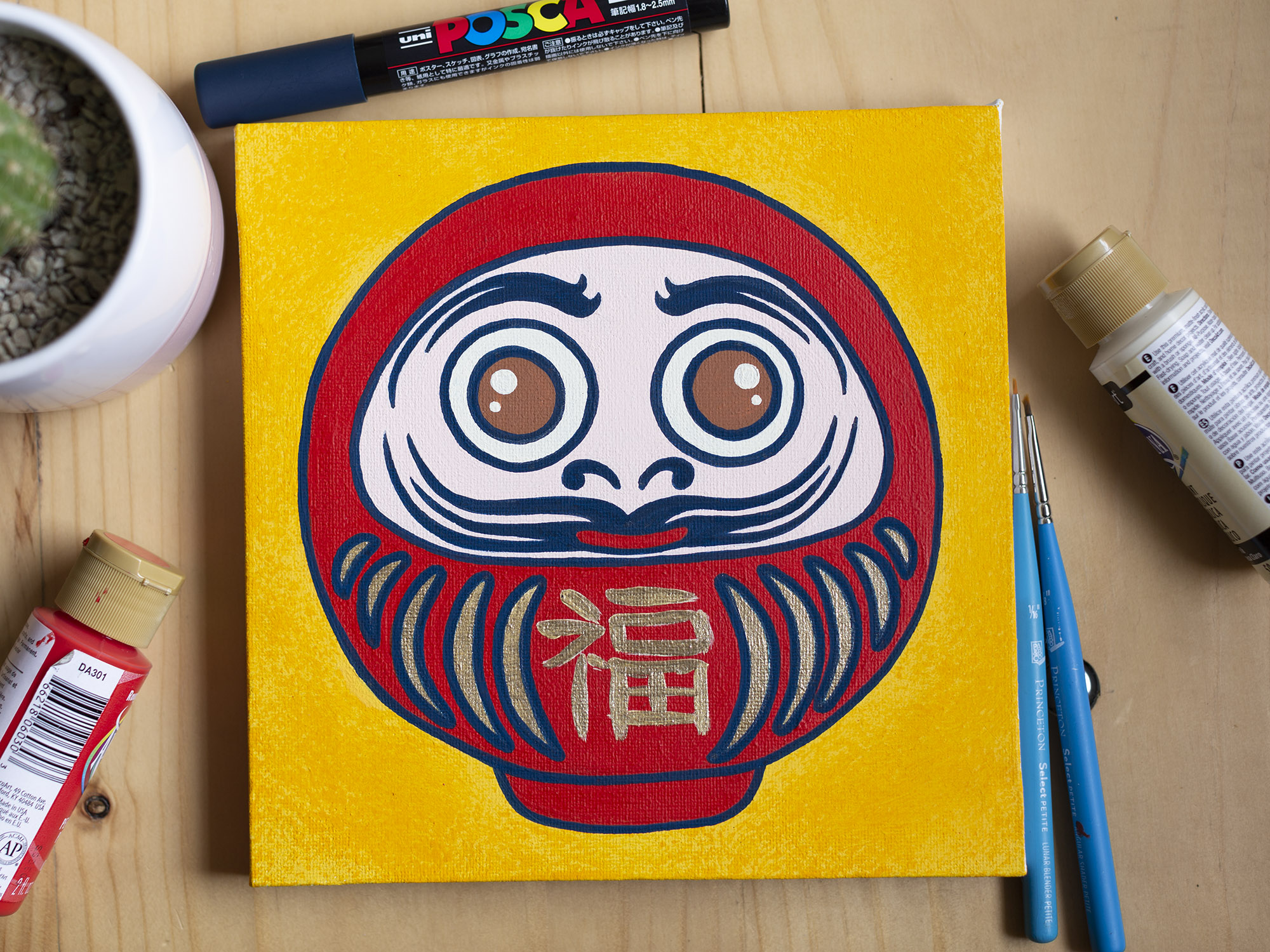 Acrílico sobre Lienzo 20x20 - Daruma
